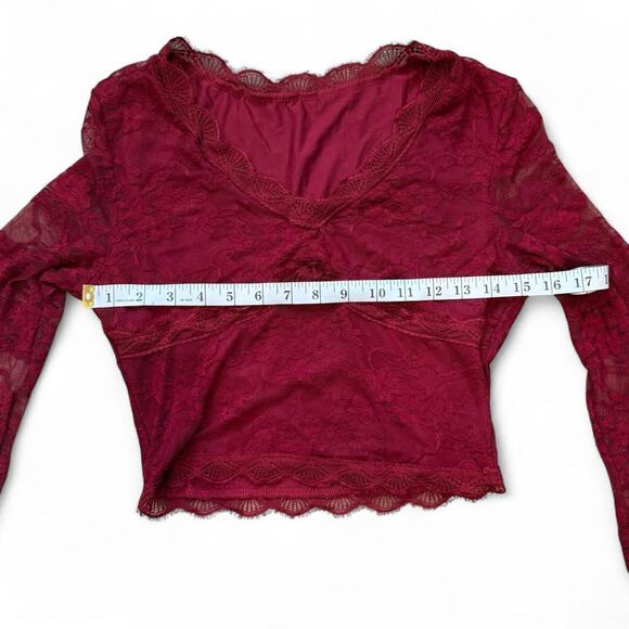 Y2k whimsigoth fairy maroon cropped long bell sleeve womens size xs - Picture 3 of 5